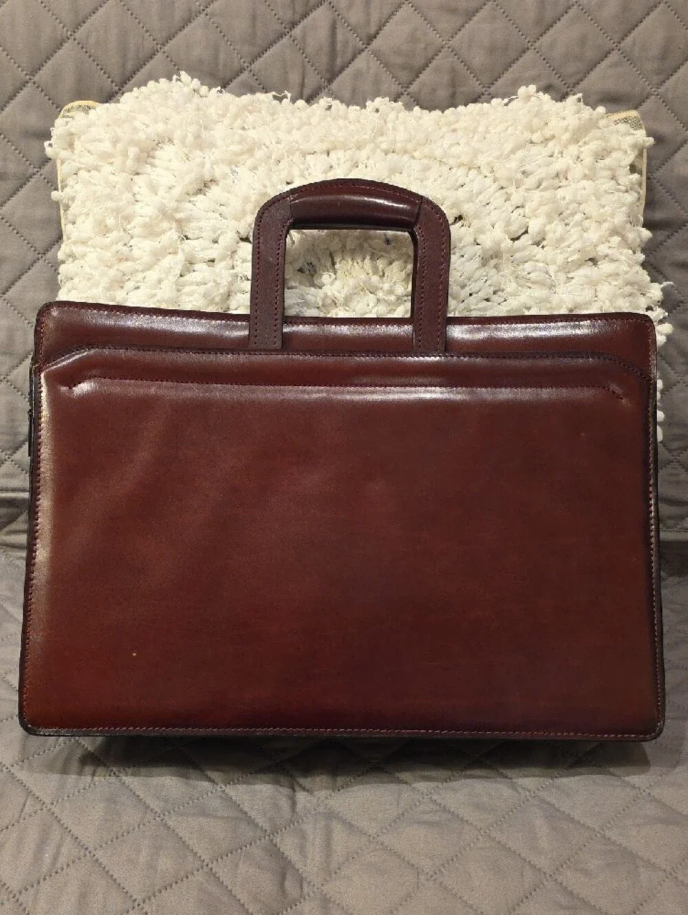 Vintage Classic Men's Leather Briefcase - Burgundy